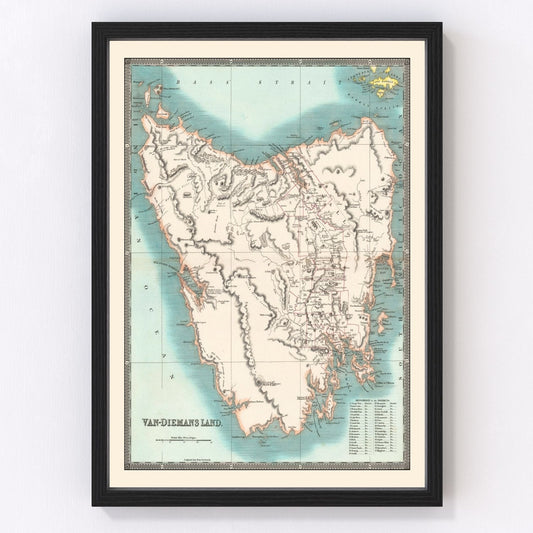 vintage map of Tasmania, 1831