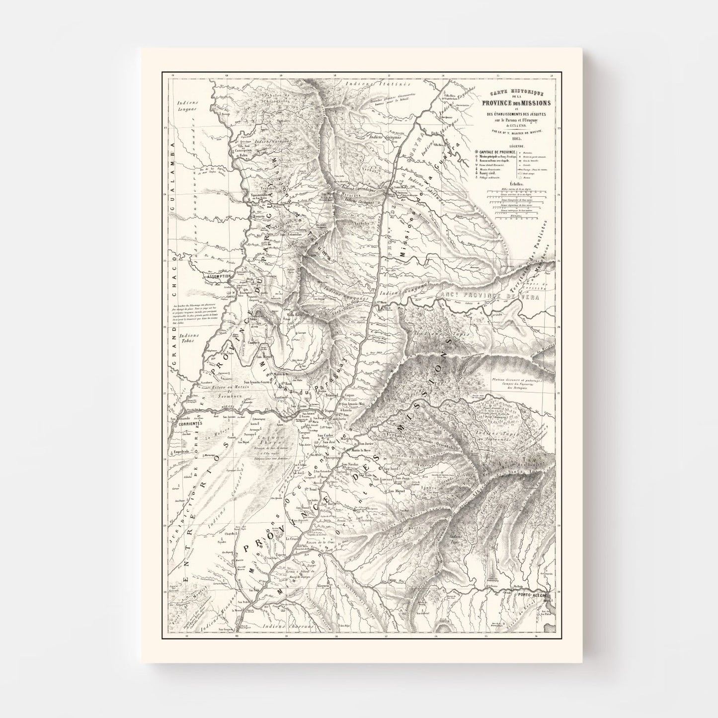 Vintage Map of Paraguay, 1873