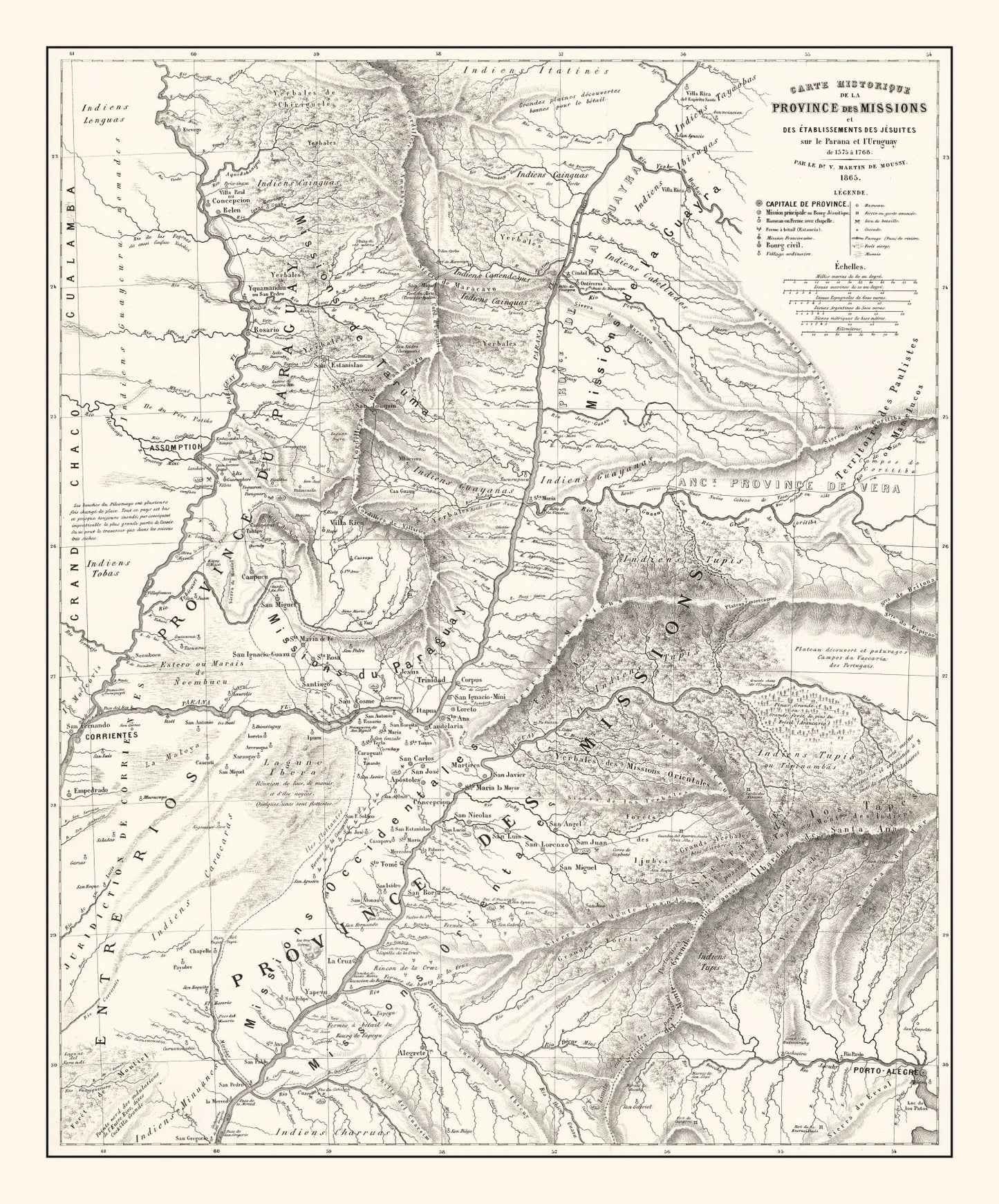 Vintage Map of Paraguay, 1873