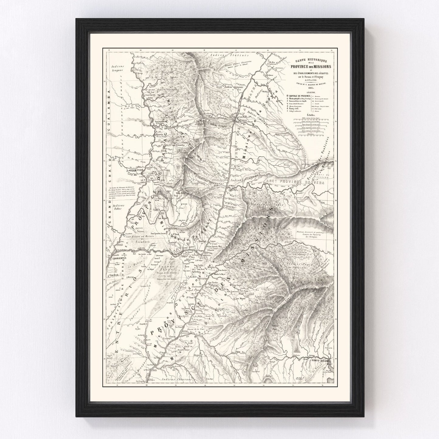 Vintage map of Paraguay, 1873