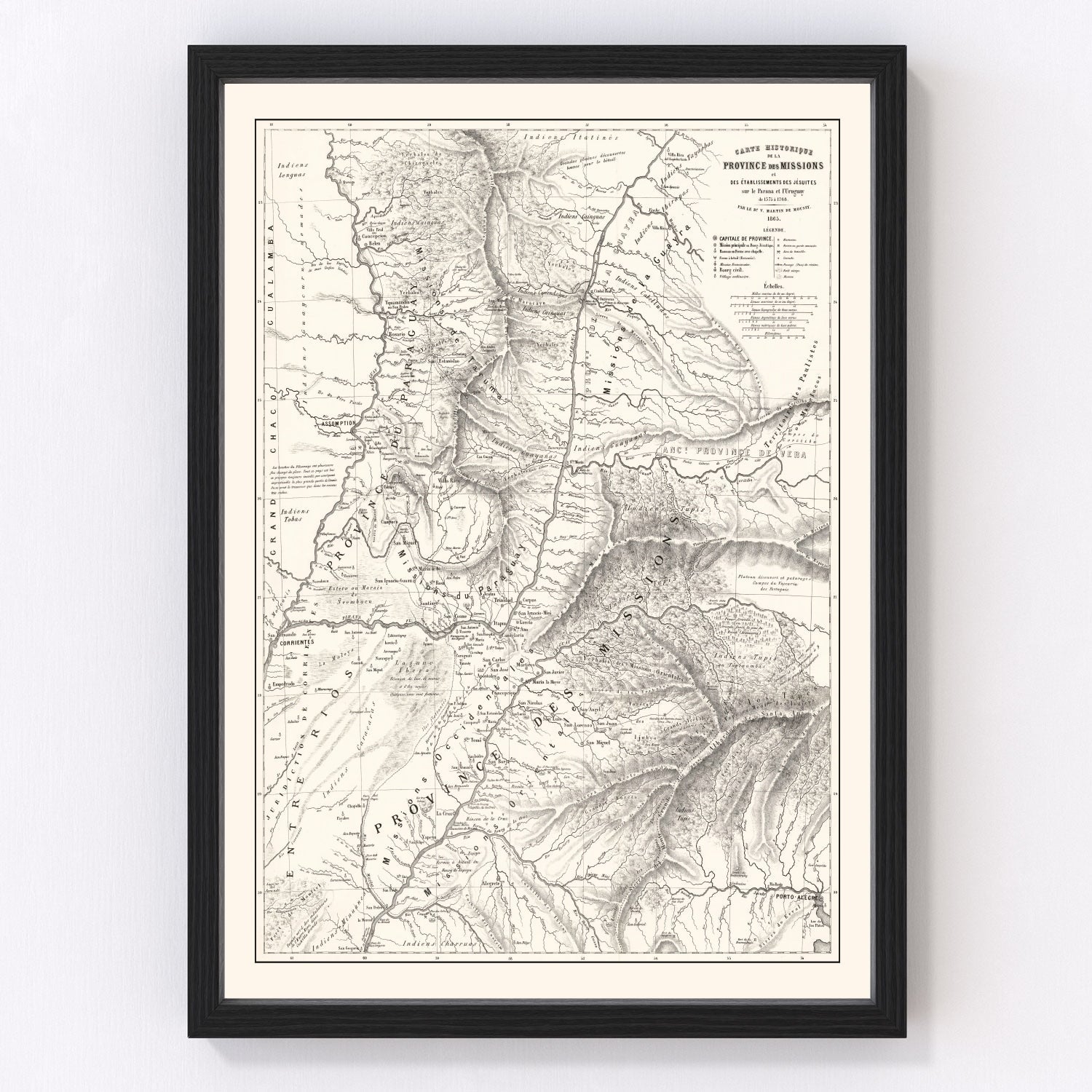 Vintage map of Paraguay, 1873