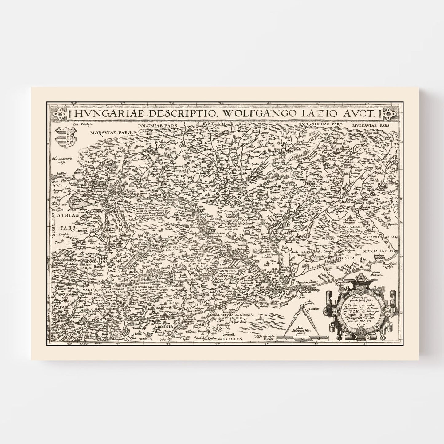 Vintage Map of Hungary, 1570