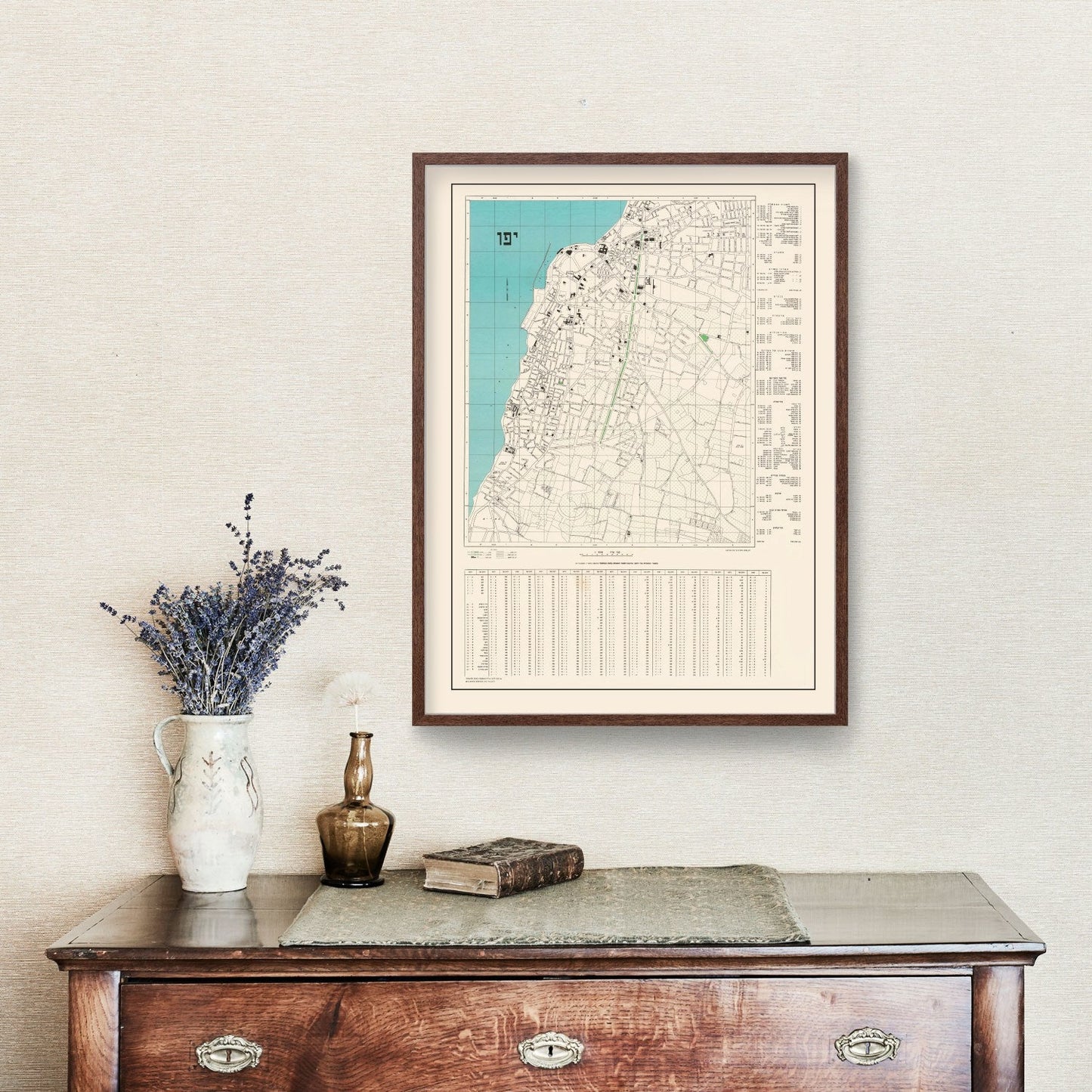 Vintage Map of Jaffa, Israel, 1949