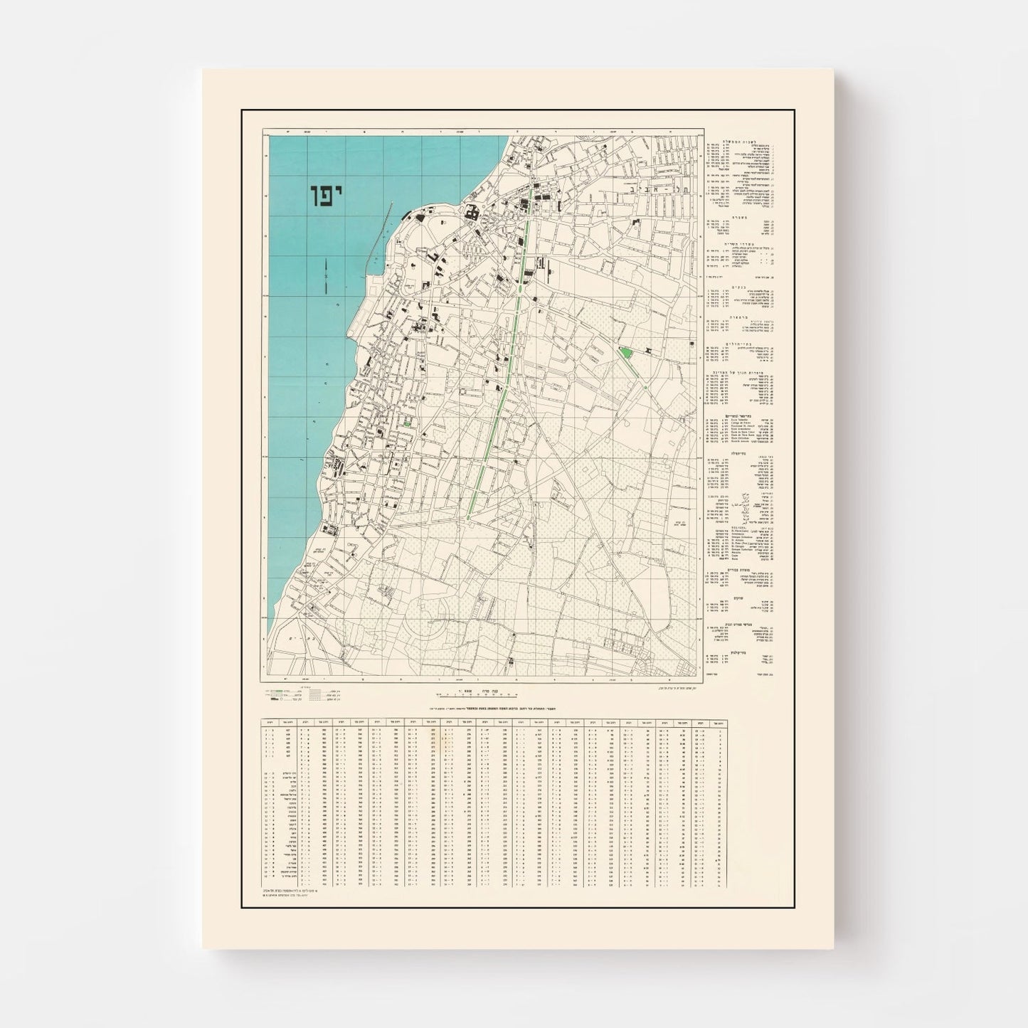 Vintage Map of Jaffa, Israel, 1949