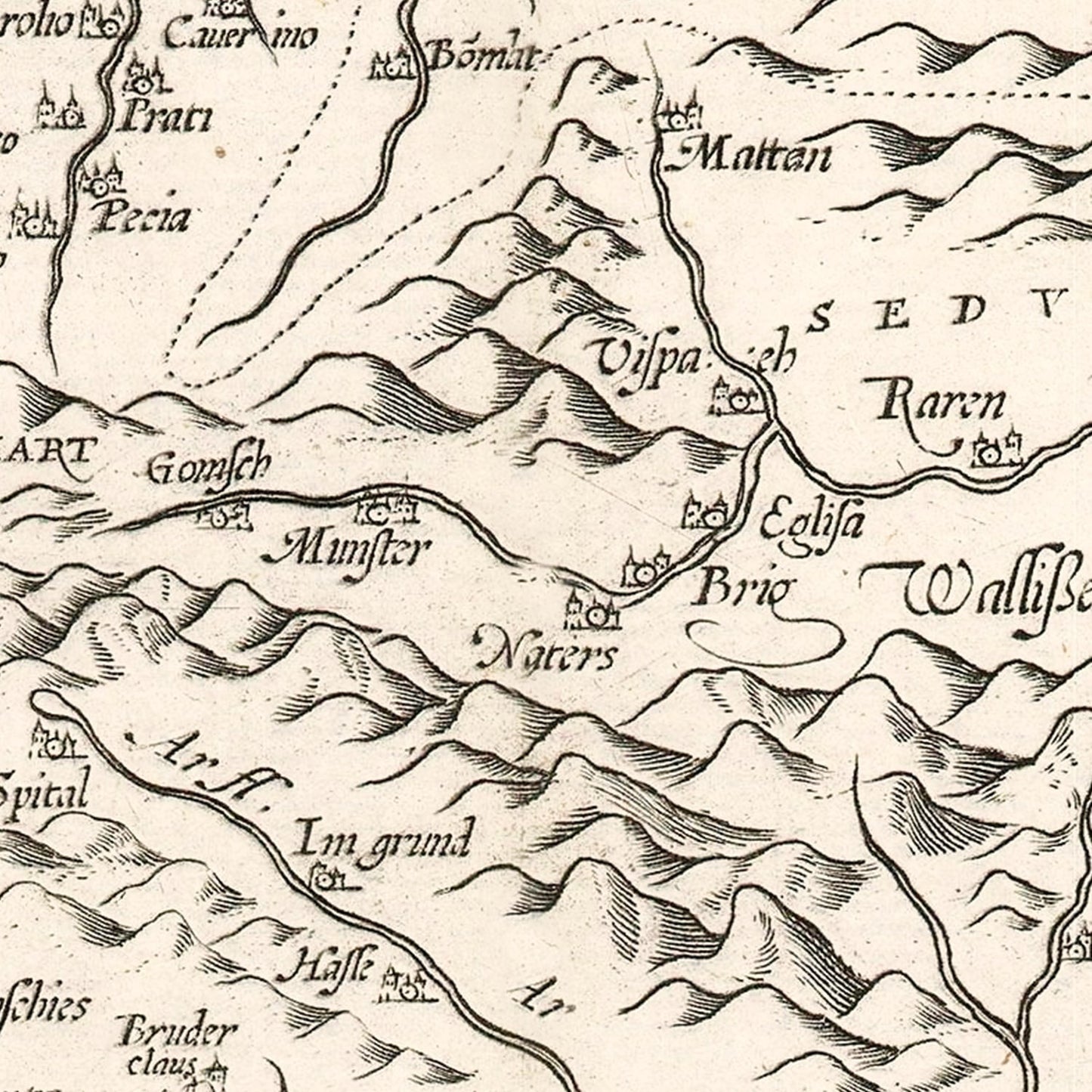 Vintage Map of Switzerland, 1581