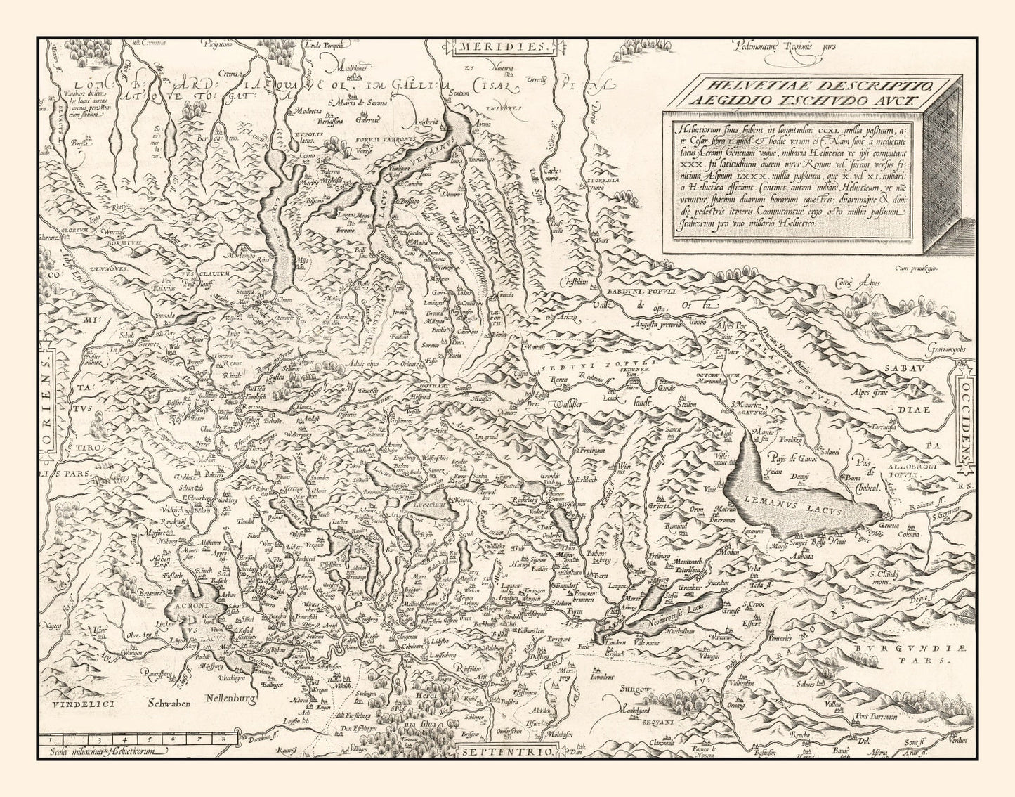 Vintage Map of Switzerland, 1581