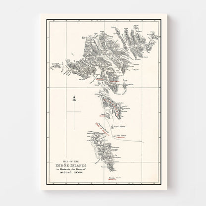 Vintage Map of the Faroe Islands, 1873