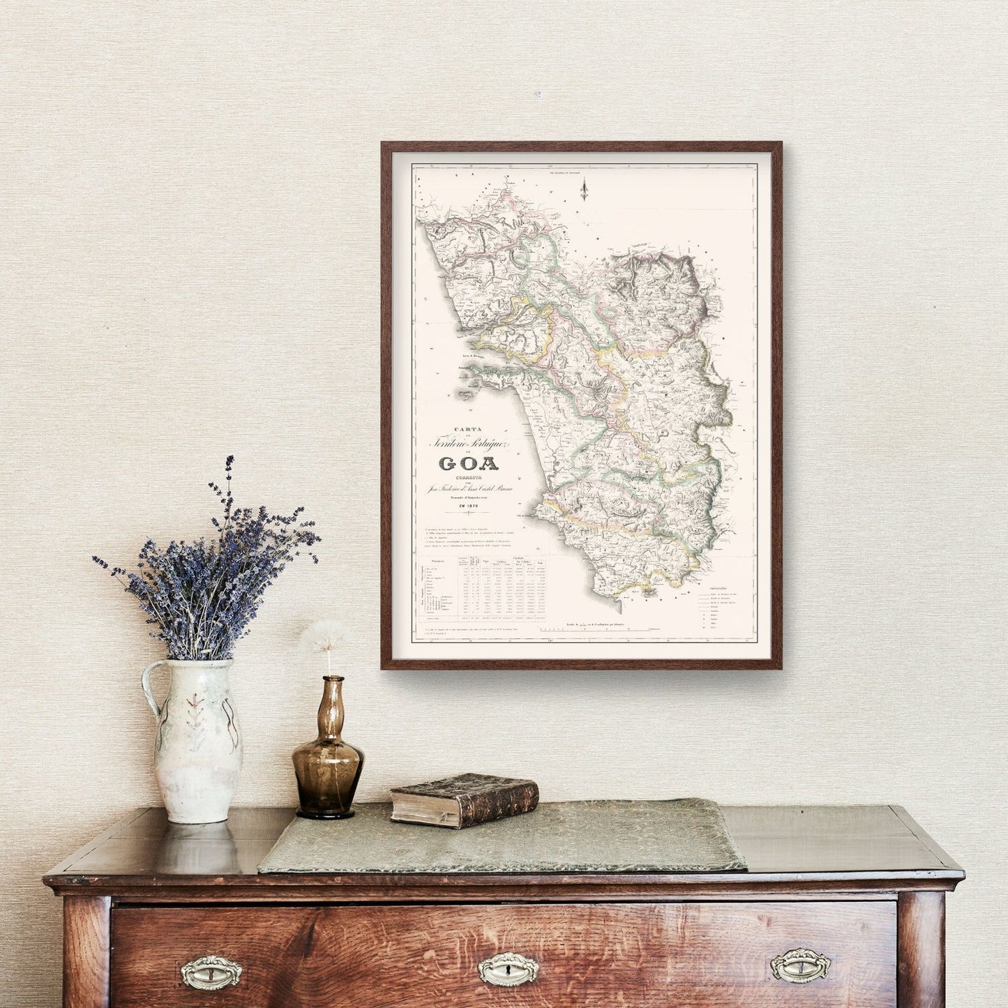 Vintage Map of Goa, India, 1878