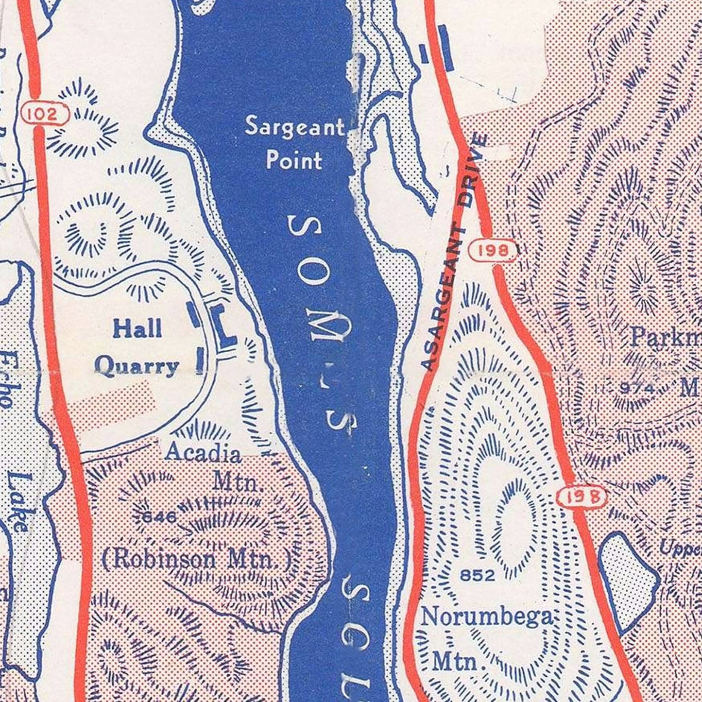 Vintage Map of Mount Desert Island, Maine, 1950