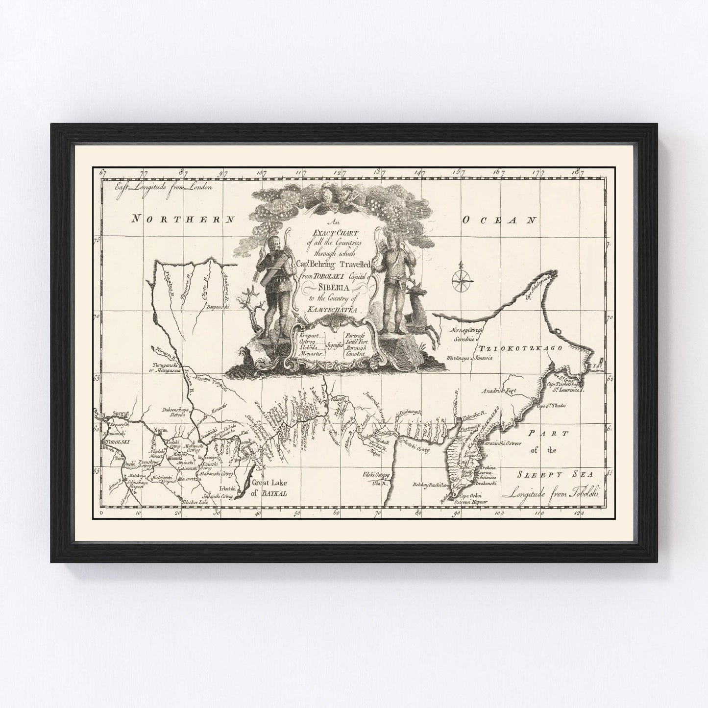 Vintage map of Siberia, 1744
