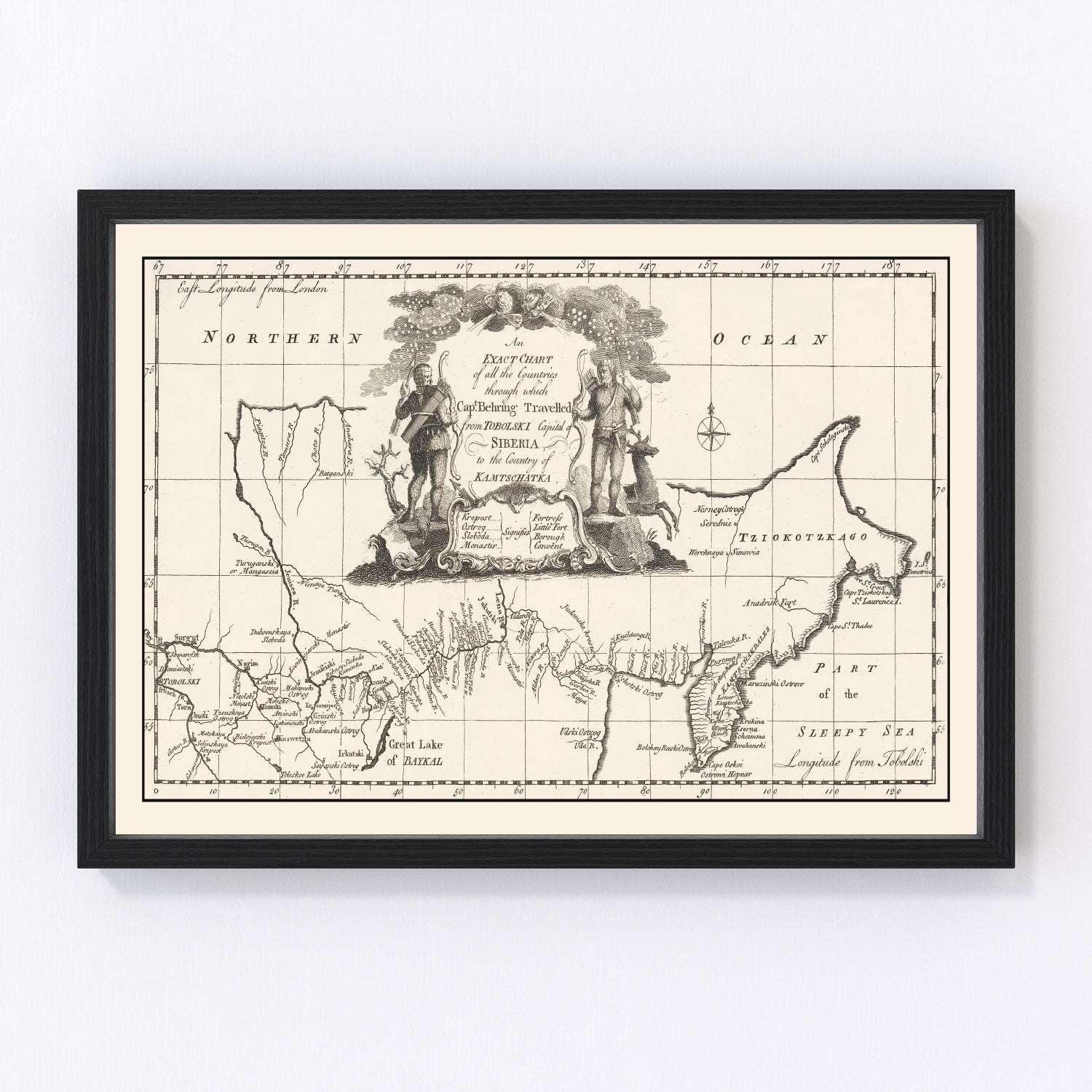 Vintage map of Siberia, 1744