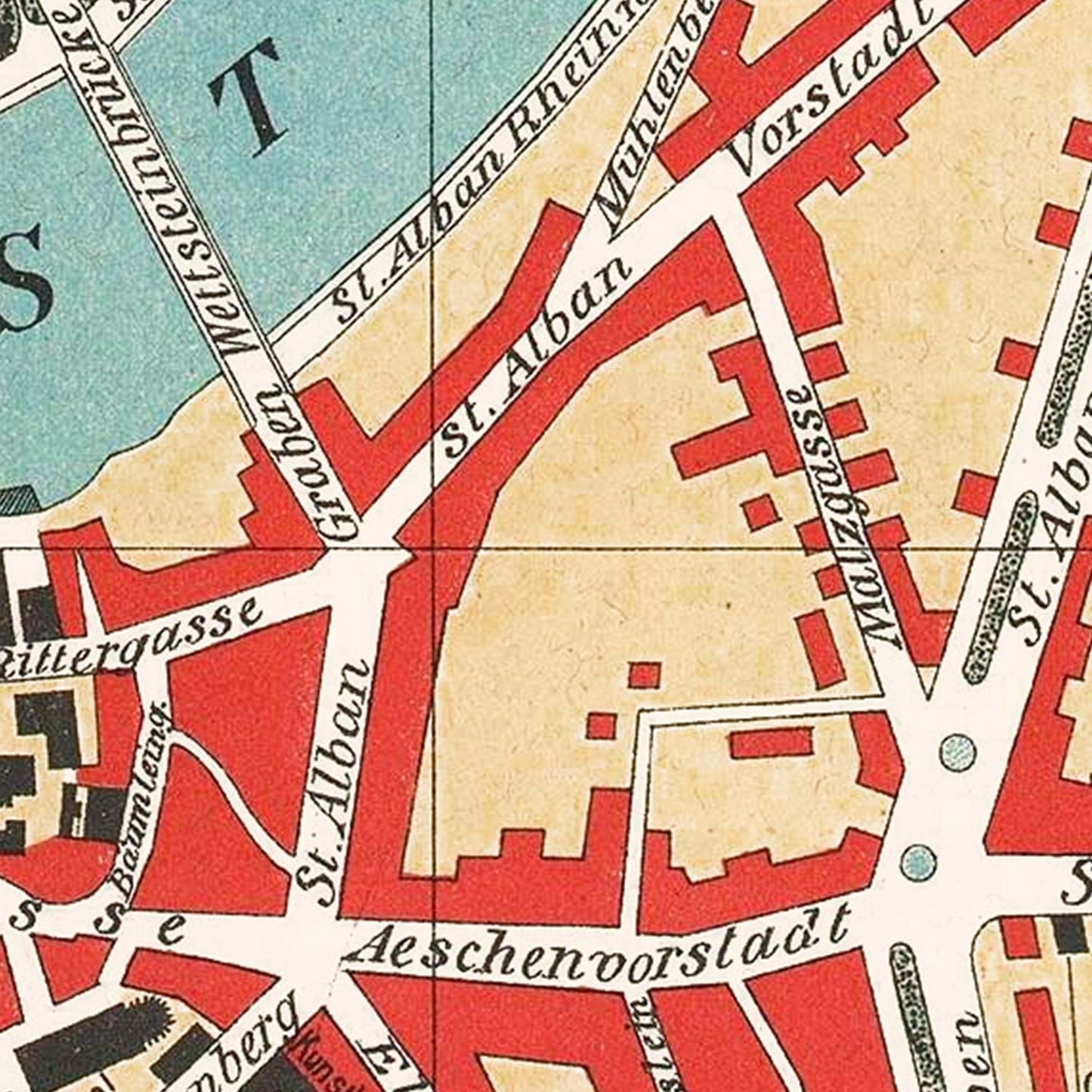 Vintage Map of Basel, Switzerland, 1895