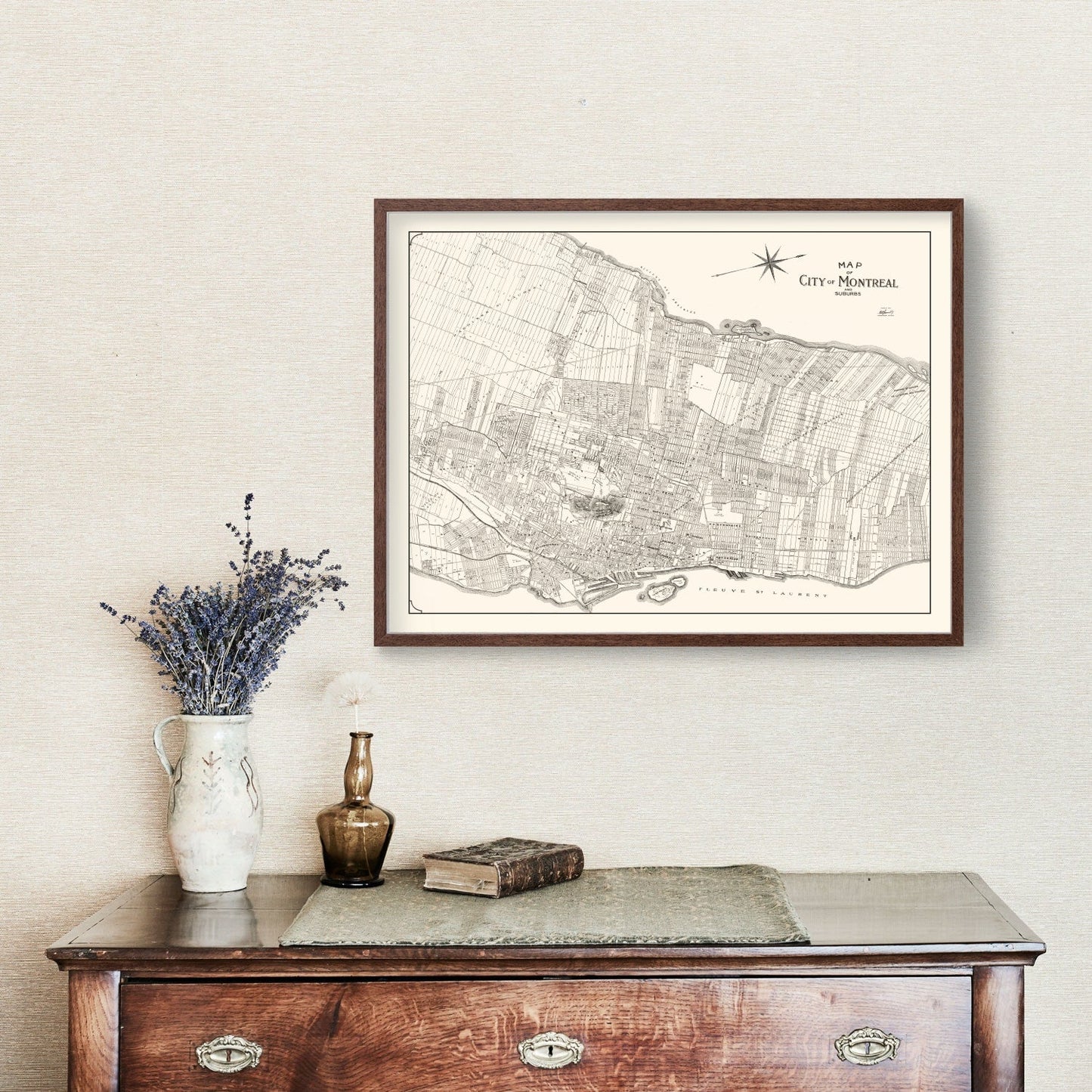 Vintage Map of Montreal, Canada, 1920