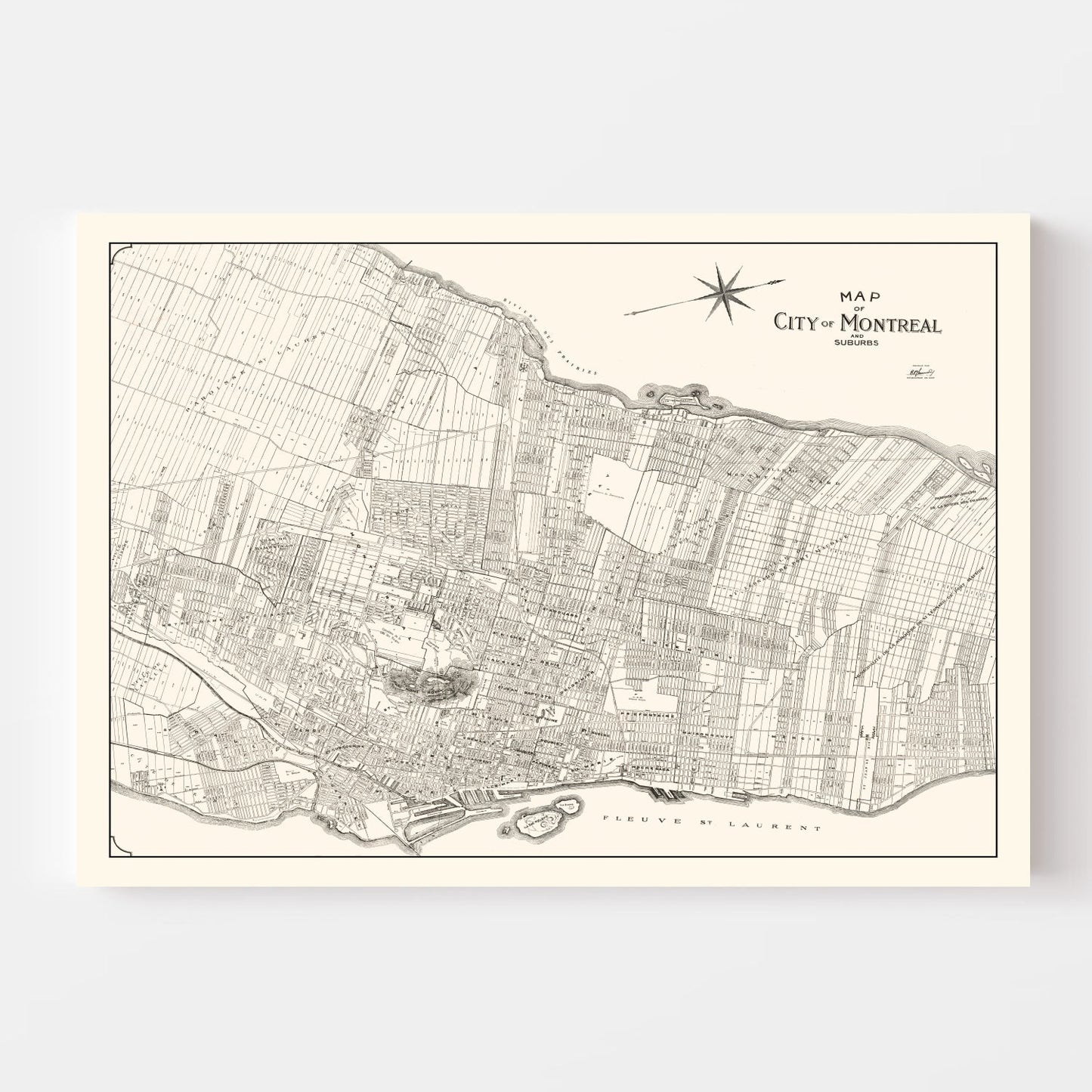 Vintage Map of Montreal, Canada, 1920
