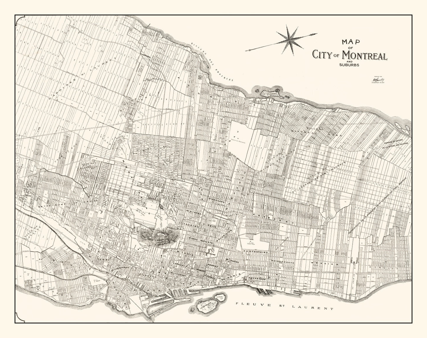 Vintage Map of Montreal, Canada, 1920
