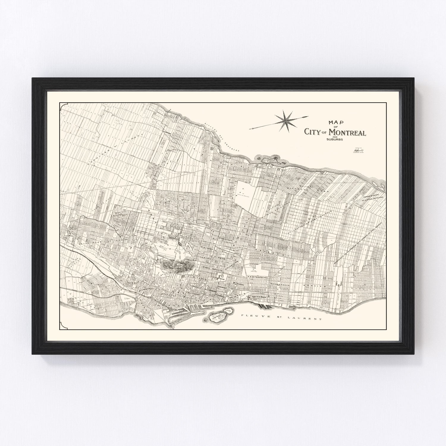 Vintage map of Montreal, Canada, 1920
