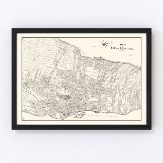 Vintage map of Montreal, Canada, 1920