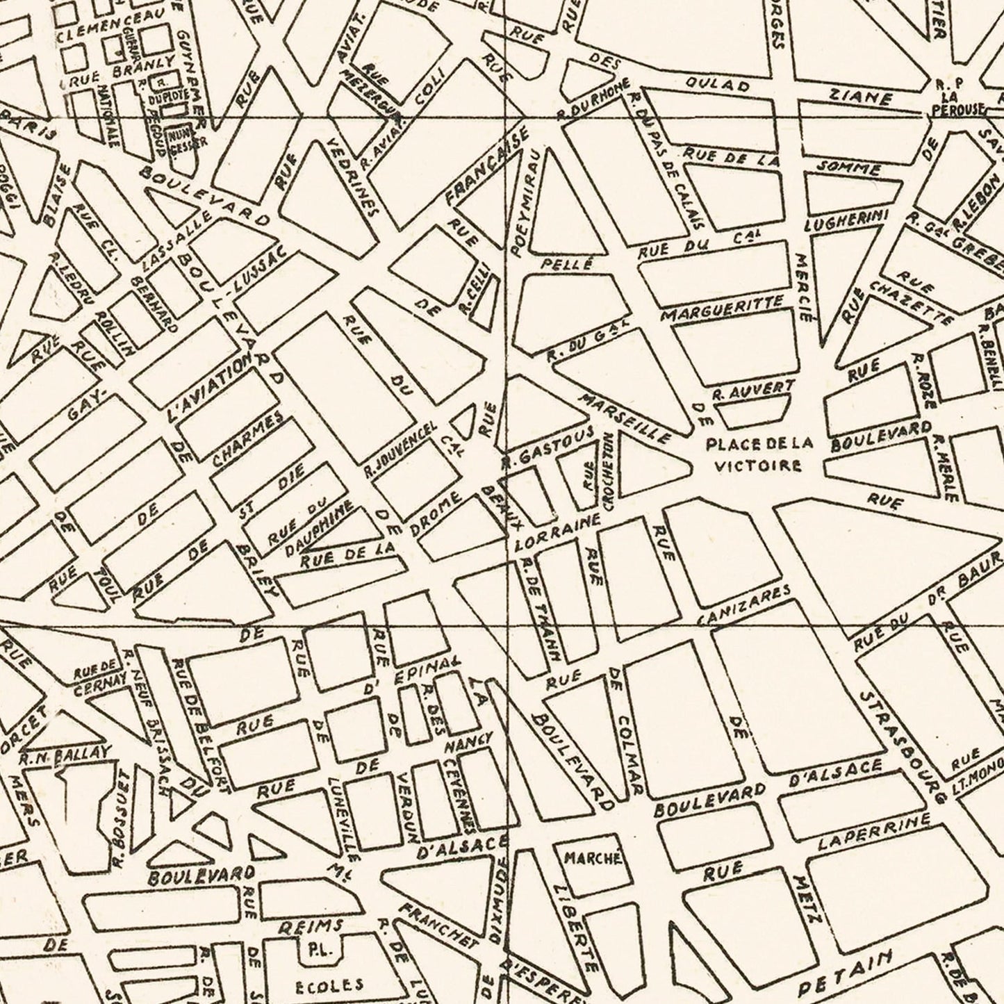 Vintage Map of Casablanca, Morocco, 1941