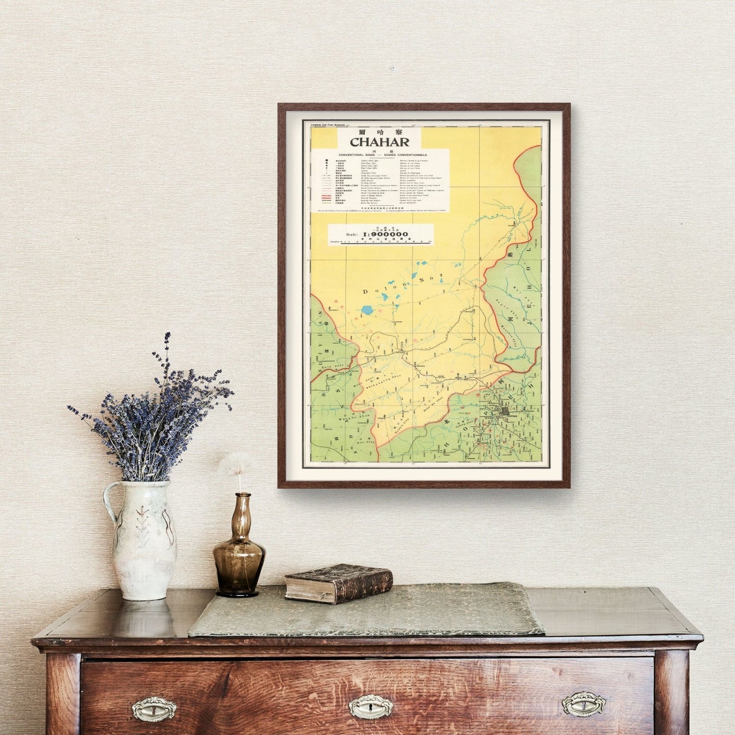 Vintage Chahar, Inner Mongolia Map, 1933