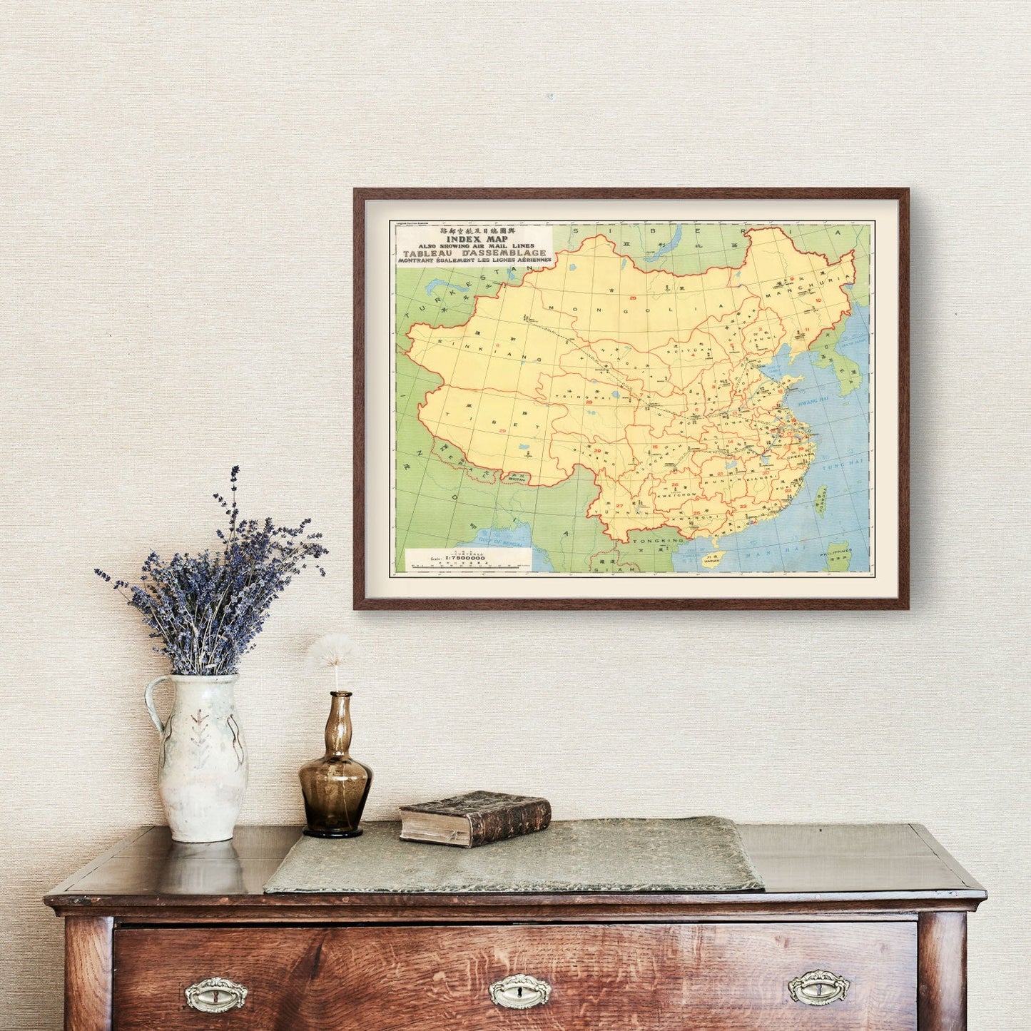 Vintage China Postal Map, 1933