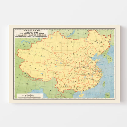 Vintage China Postal Map, 1933