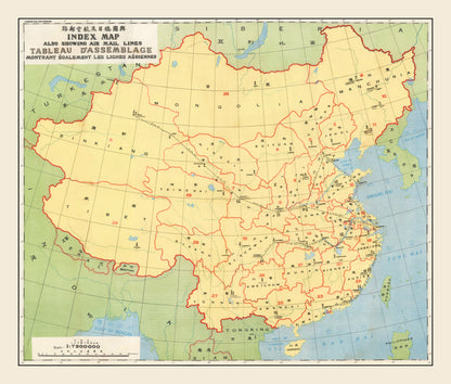 Vintage China Postal Map, 1933