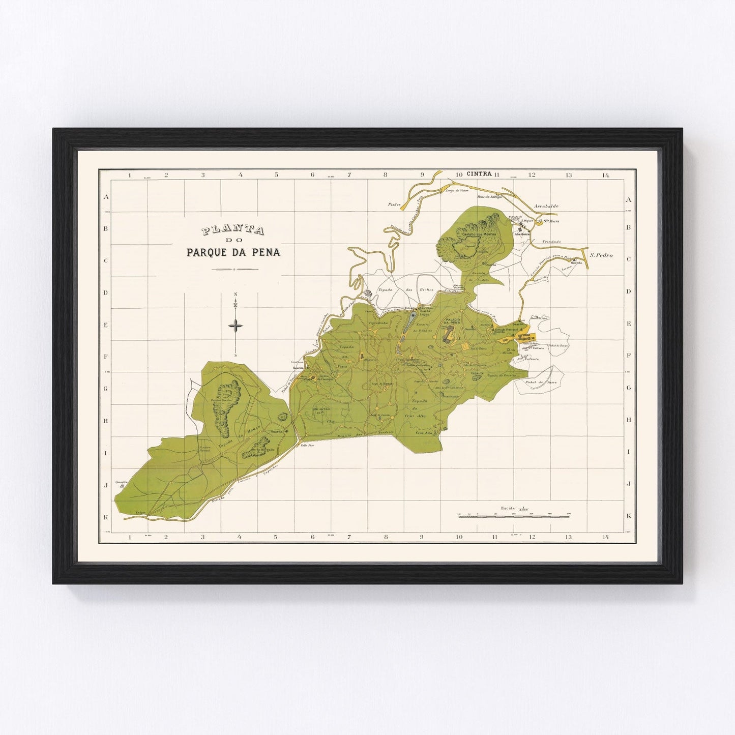 vintage map of Parque da Pena, Sintra, Portugal, 1912