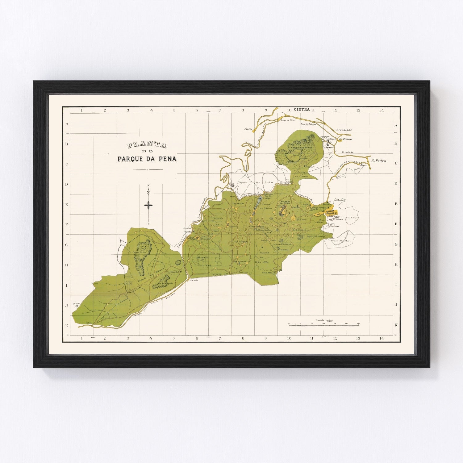 vintage map of Parque da Pena, Sintra, Portugal, 1912