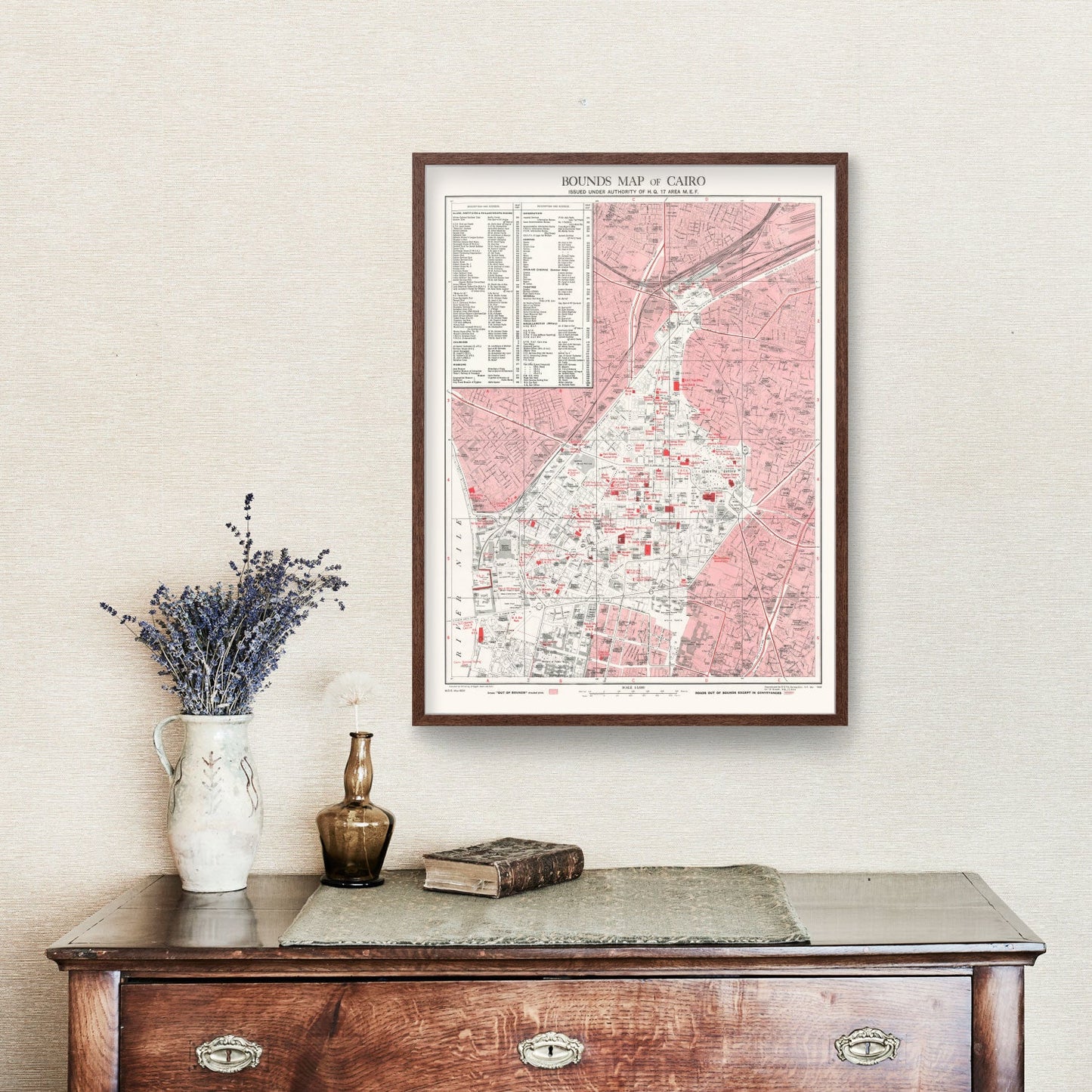 Vintage Map of Cairo, Egypt, 1945 Wall Art