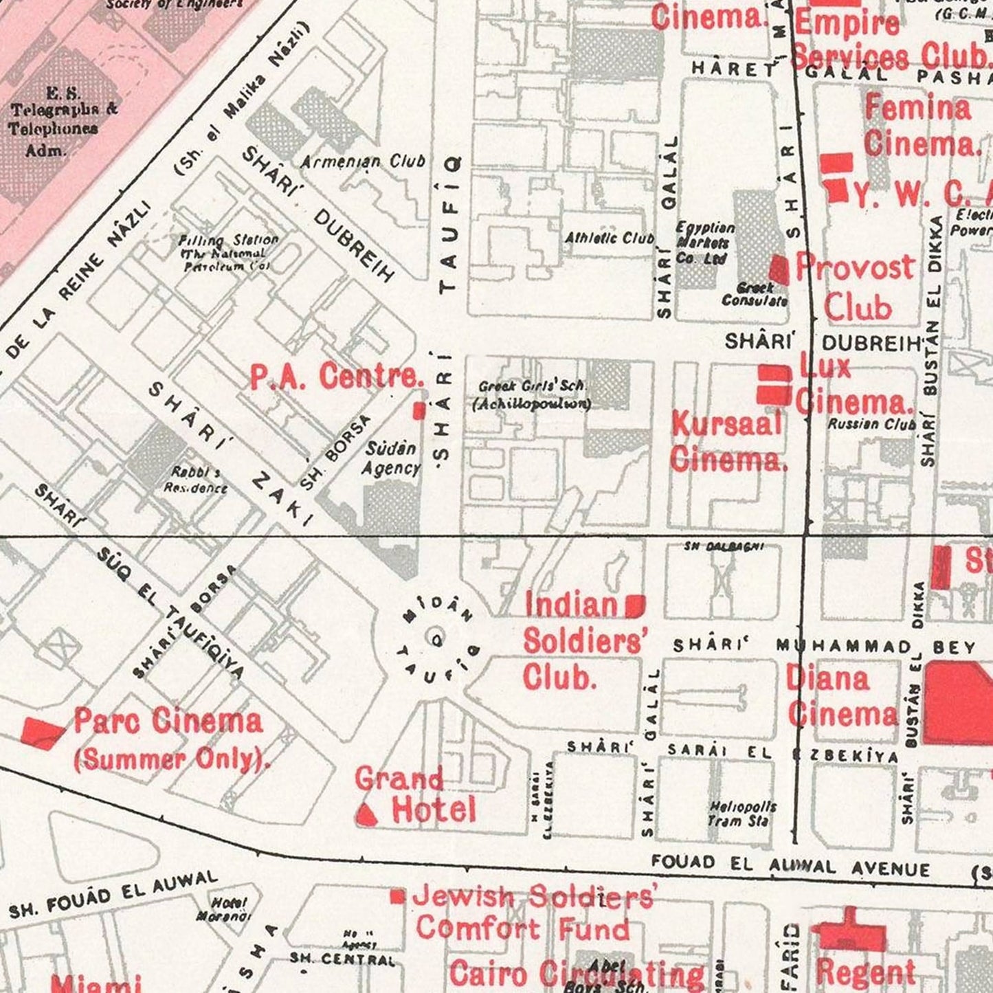 Vintage Map of Cairo, Egypt, 1945 Wall Art