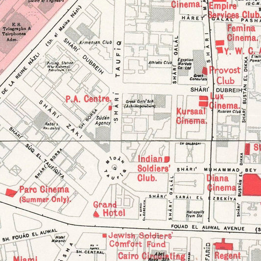 Vintage Map of Cairo, Egypt, 1945 Wall Art