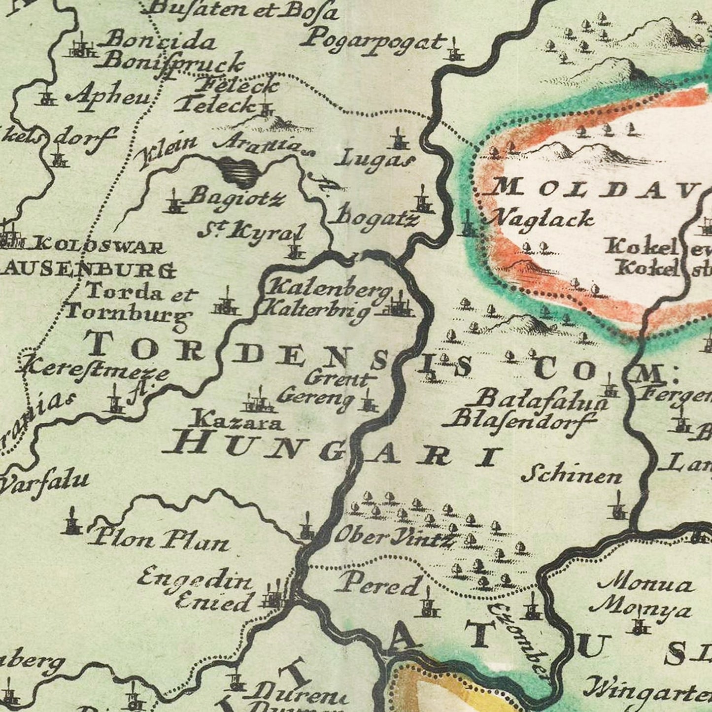 Vintage Map of Romania, 1716