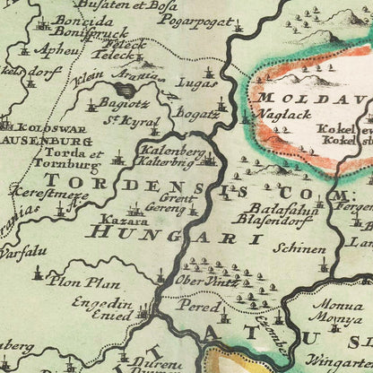 Vintage Map of Romania, 1716