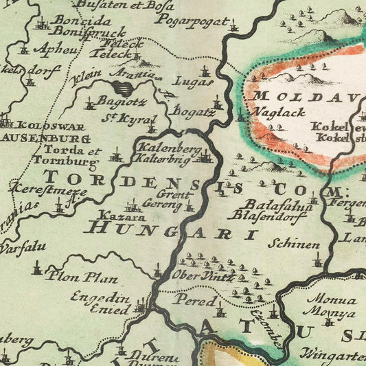 Vintage Map of Romania, 1716