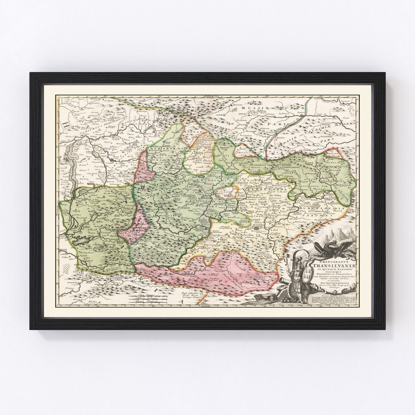 vintage map of Romania, 1716, Ottoman Habsburg frontier cartography