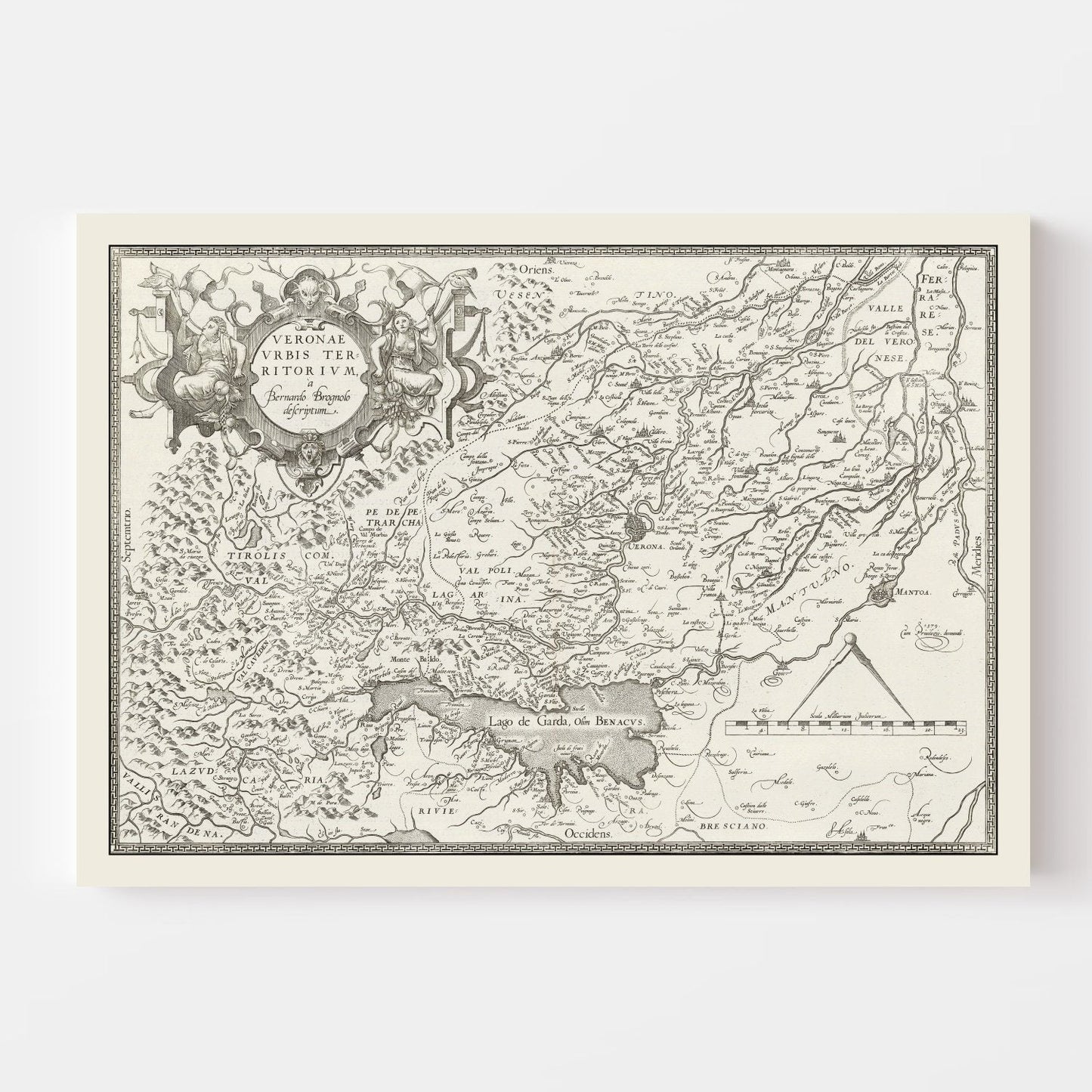 Vintage Map of Verona, Italy, 1579