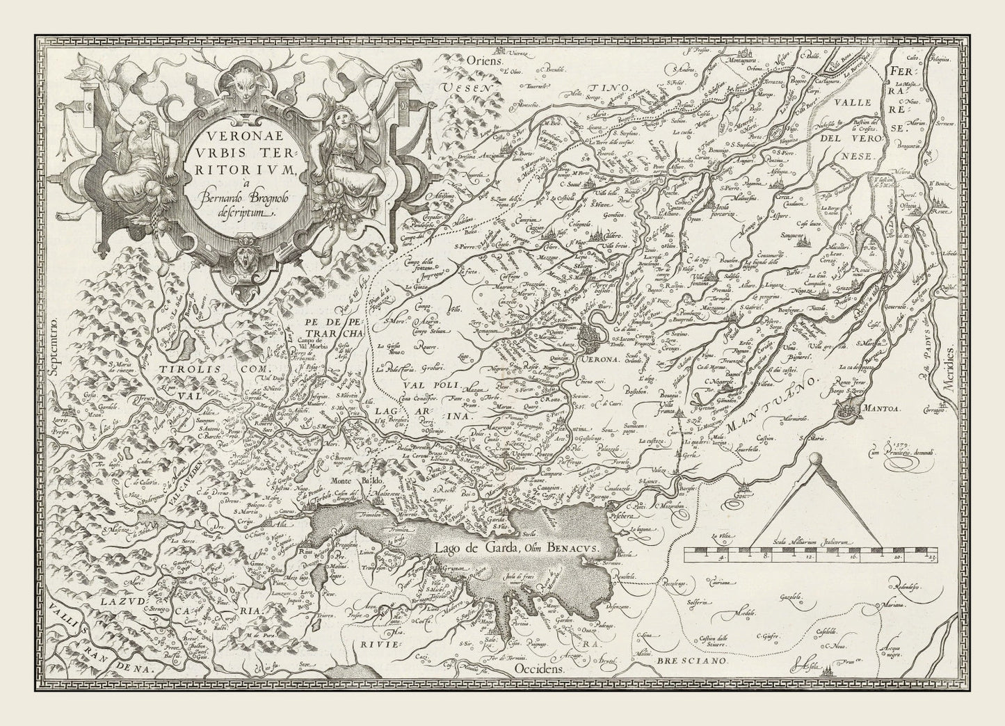 Vintage Map of Verona, Italy, 1579