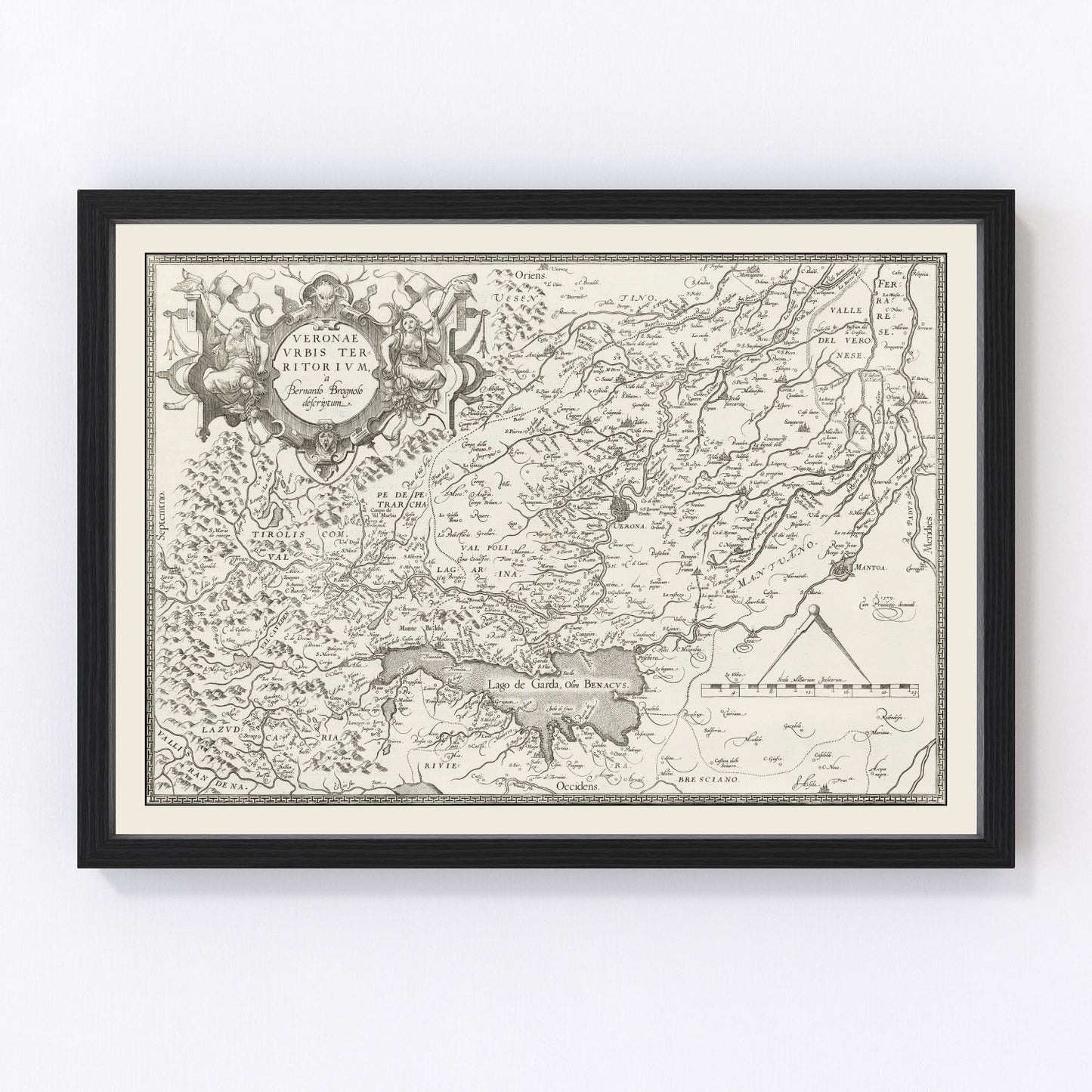 Vintage map of Verona, Italy, 1579