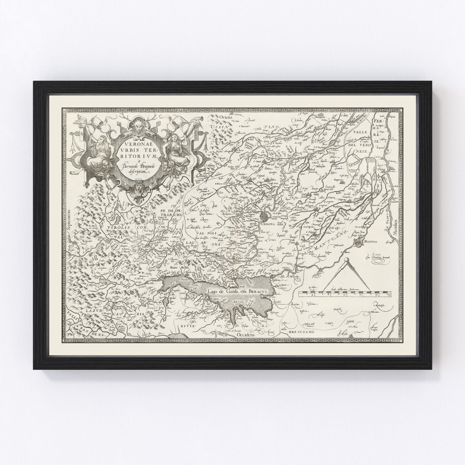 Vintage map of Verona, Italy, 1579