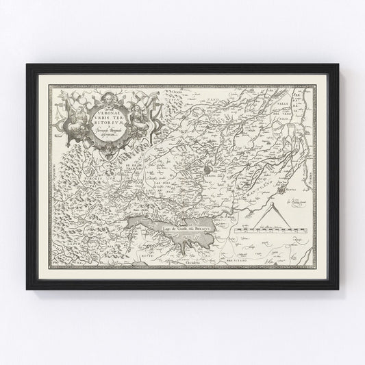 Vintage map of Verona, Italy, 1579