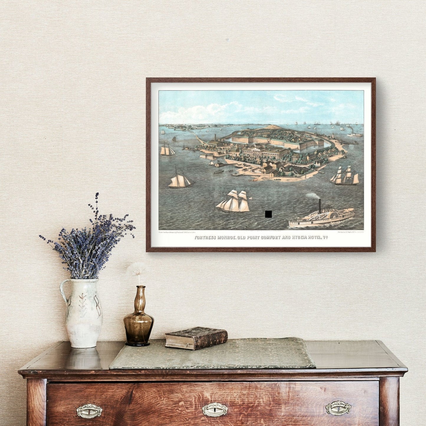 Vintage Fort Monroe, Virginia Map, 1861