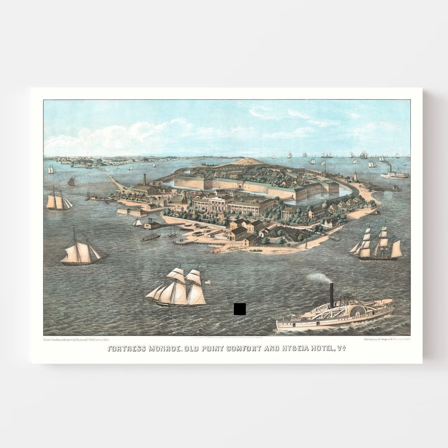 Vintage Fort Monroe, Virginia Map, 1861