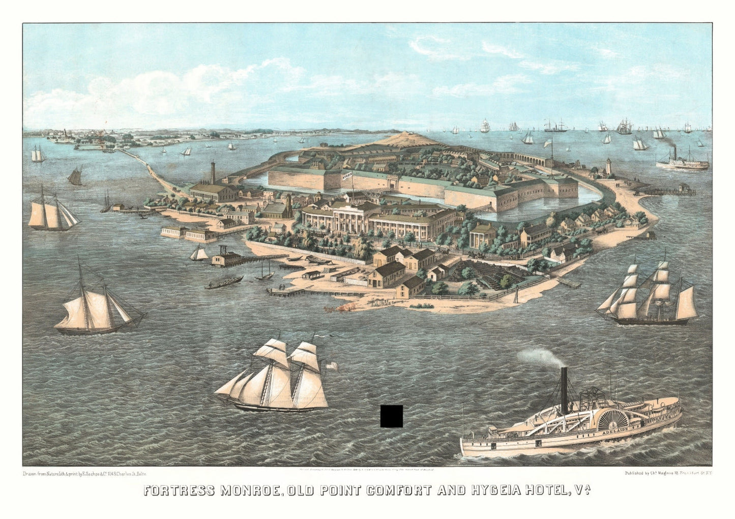 Vintage Fort Monroe, Virginia Map, 1861