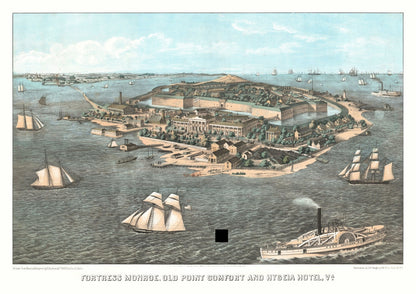 Vintage Fort Monroe, Virginia Map, 1861