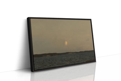 Moonrise Over Quiet Waters Minimalist Seascape Wall Art