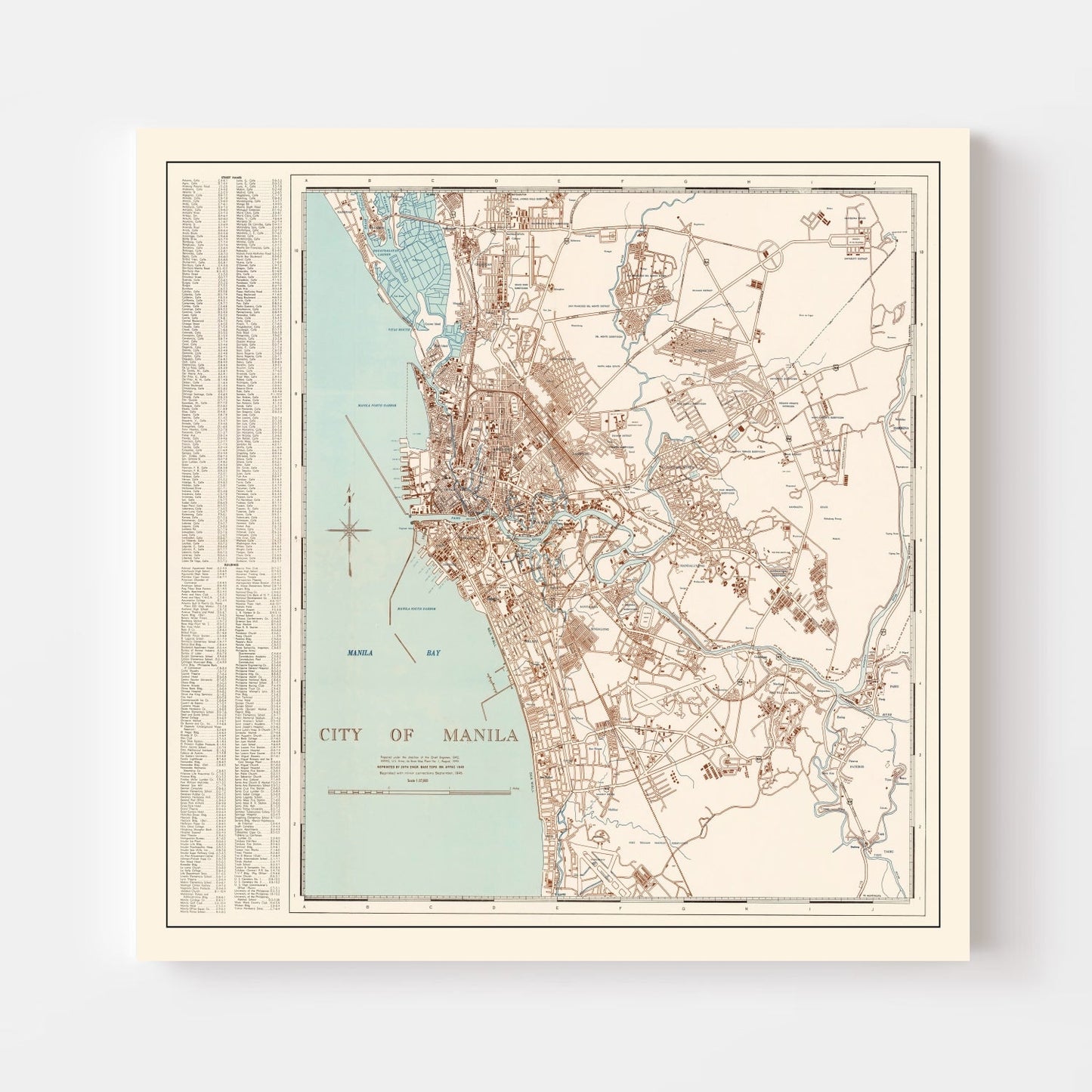 Vintage Map of Manila, Philippines, 1945 III