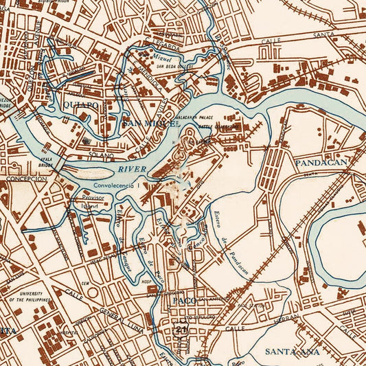 Vintage Map of Manila, Philippines, 1945 III
