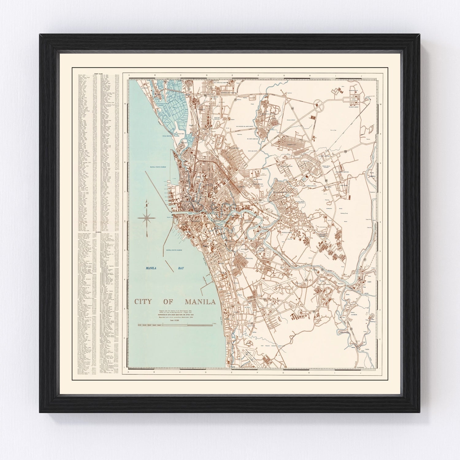Vintage map of Manila, Philippines, 1945