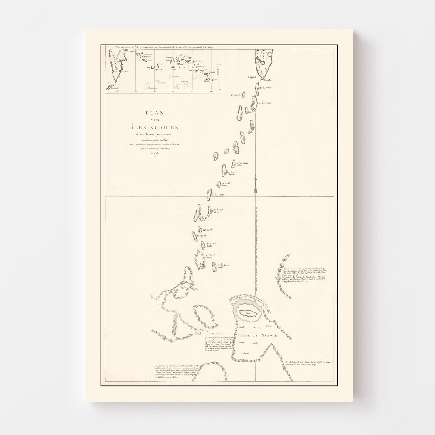 Vintage Kuril Islands Map, 1788