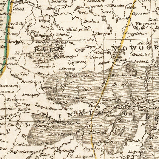 Vintage Map of Poland, 1814